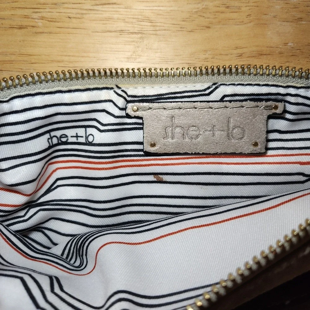 She+Lo Next‎ Chapter Clutch Gray Leather Pouch Purse
